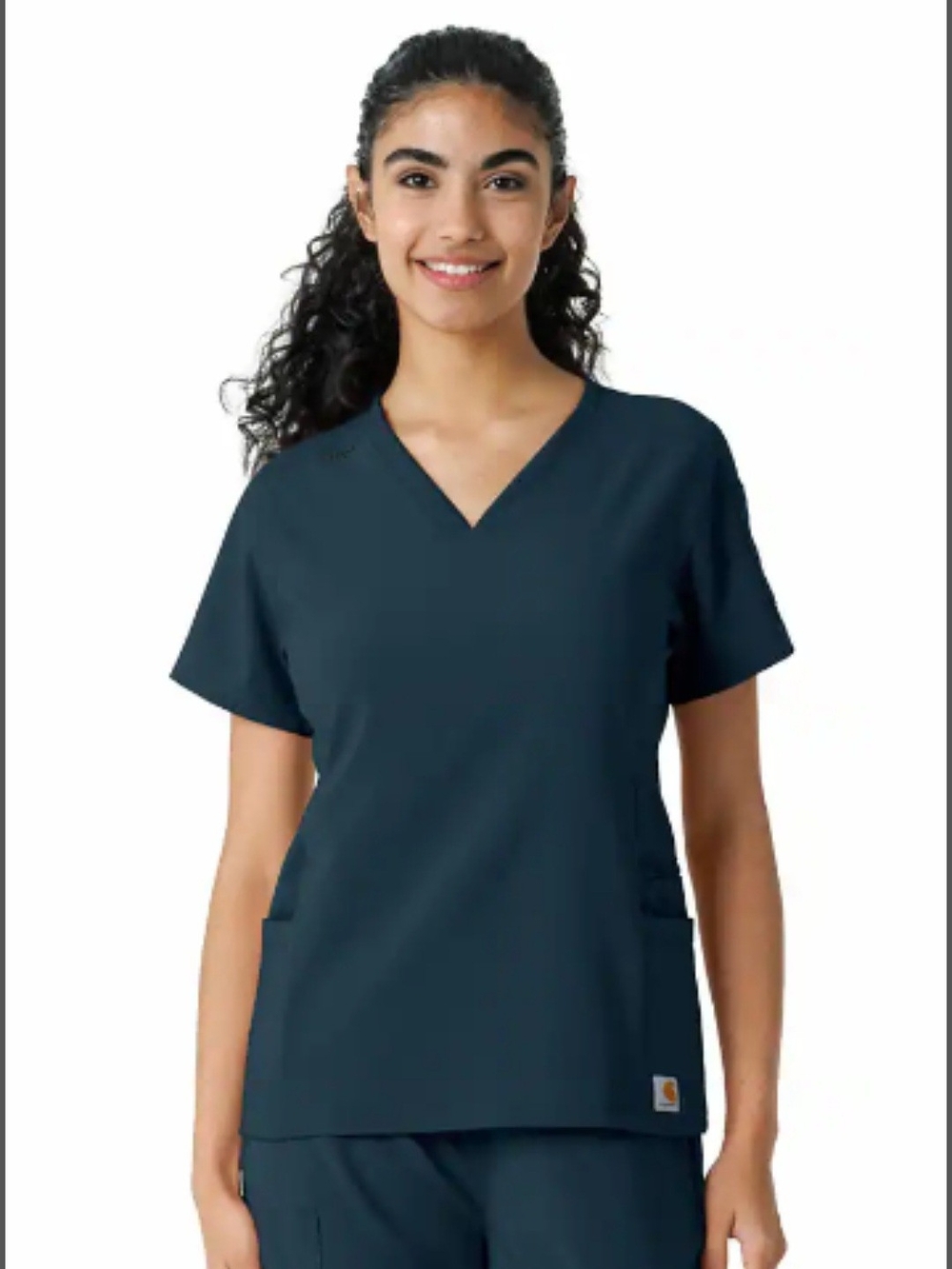 CARHARTT Women’s L Force Cross-Flex Knit Panel Scrub Top Blue/Green Workwear